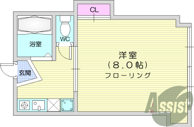 1K、東北福祉大前駅徒歩圏内、学生歓迎