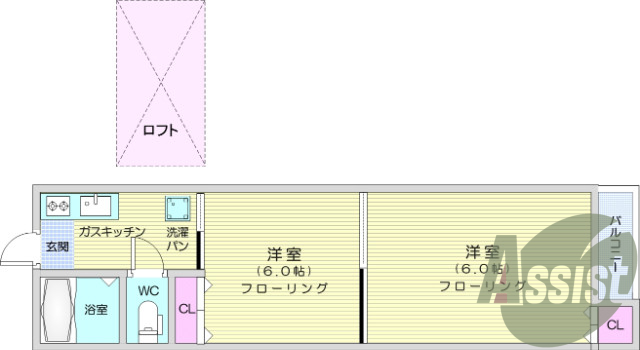 2K、モニター付きインターホン、バストイレ別。