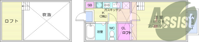 1K、エアコン、バストイレ別、インターホン