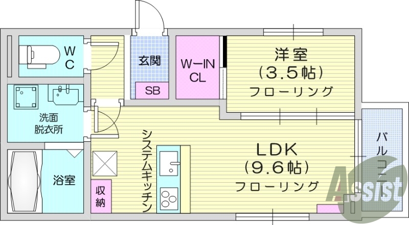1LDK　追い炊き機能　浴室乾燥機　インターネット無料