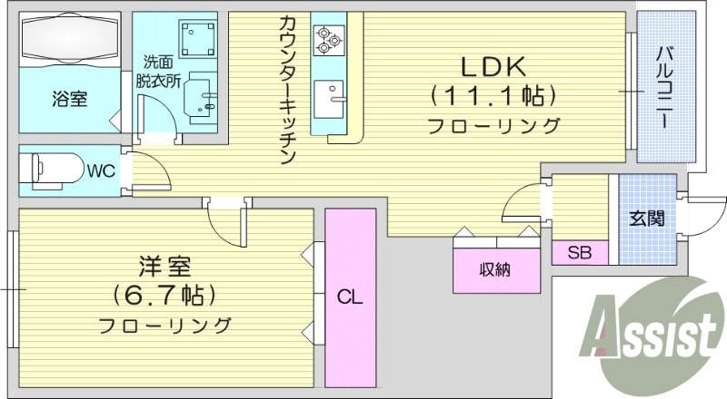 1LDK、オール電化、インターネット無料