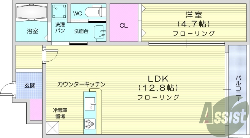 1LDK、防犯カメラ、システムキッチン、追い焚き機能