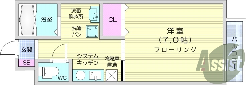 1K、追い焚き機能付き、インターネット無料