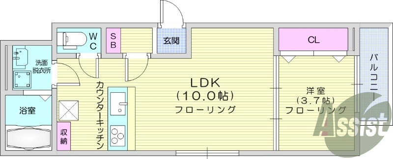 1LDK　追い炊き機能　浴室乾燥機　インターネット無料