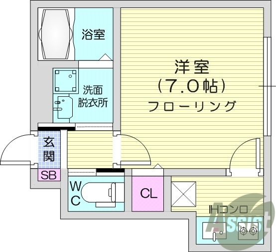 1K、エアコン、室内洗濯機置場、トイレ浴室別、収納