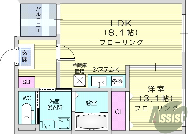 1LDK　追い焚き機能　浴室乾燥機　インターネット無料