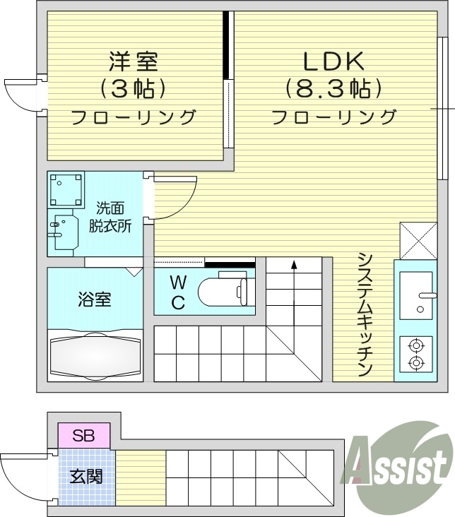1LDK、エアコン、室内洗濯機置場、トイレ浴室別、収納