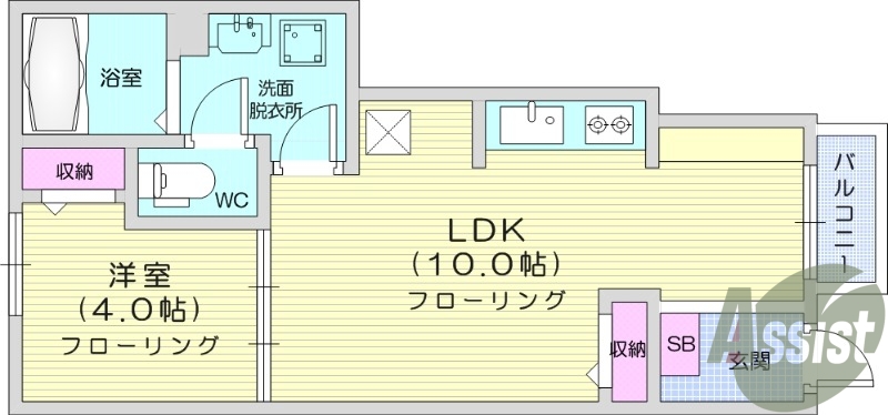 １LDK、追い焚き機能、浴室乾燥機、システムキッチン