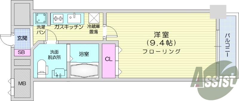 1K・オートロック、追焚、システムキッチン、独立洗面台