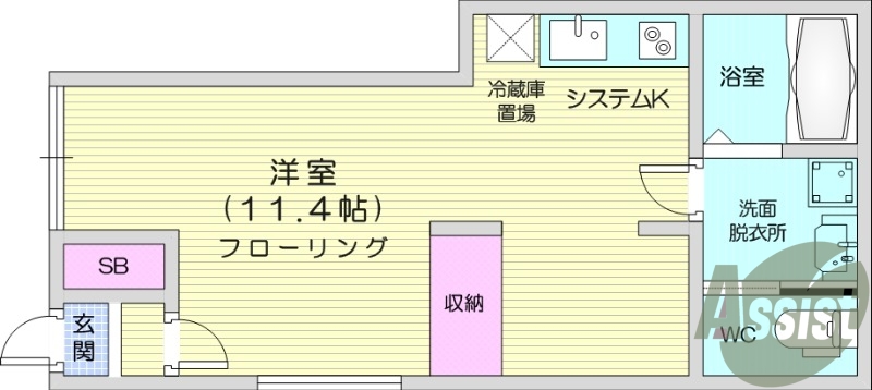 1R・IHキッチン・モニター付きインターホン