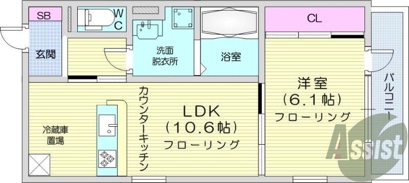 1LDK、独立洗面台、温水洗浄便座、浴室乾燥、追い焚き機能