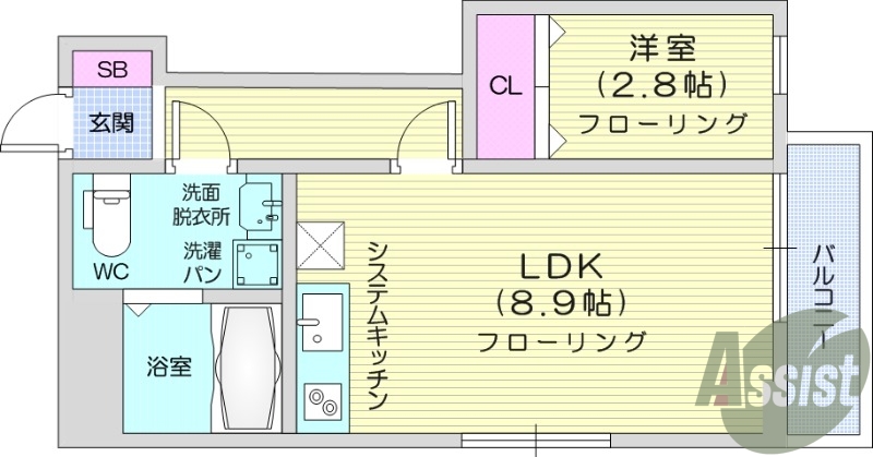 1LDK、追い焚き、ネット無料、IH、独立洗面台。