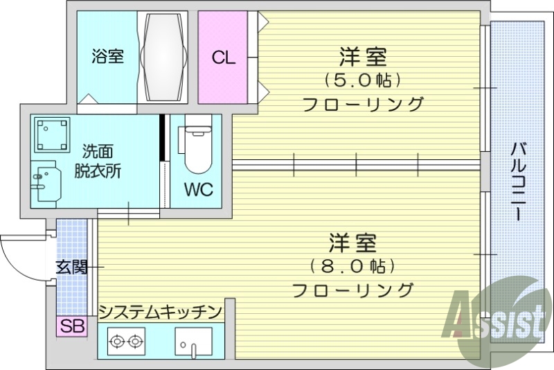 １LDK、エアコン、独立洗面台、追い焚き、