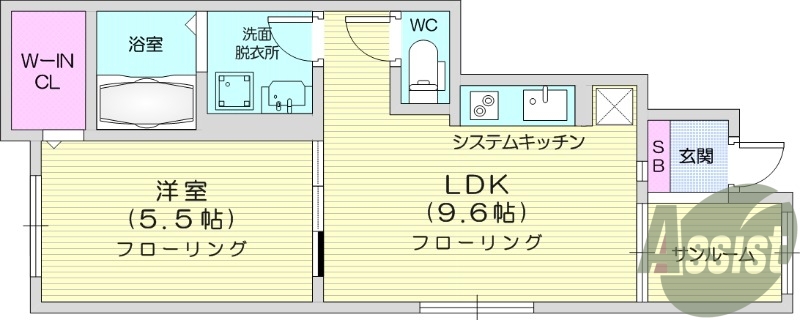 1LDK、ホームセキュリティ、ネット無料。