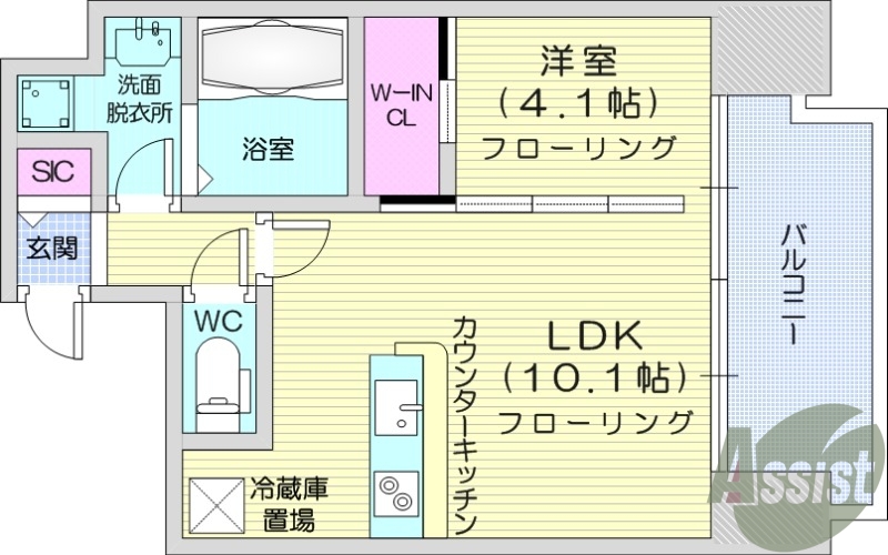 1LDK、都市ガス、宅配ボックス、防犯カメラ
