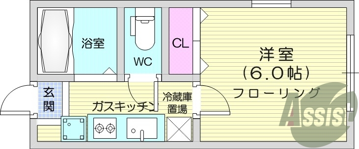 1K、ウォシュレット、室内洗濯機置き場、エアコン