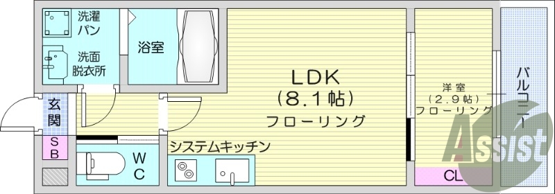 1LDK、都市ガス、追い焚き、IHコンロ２口、ネット無料