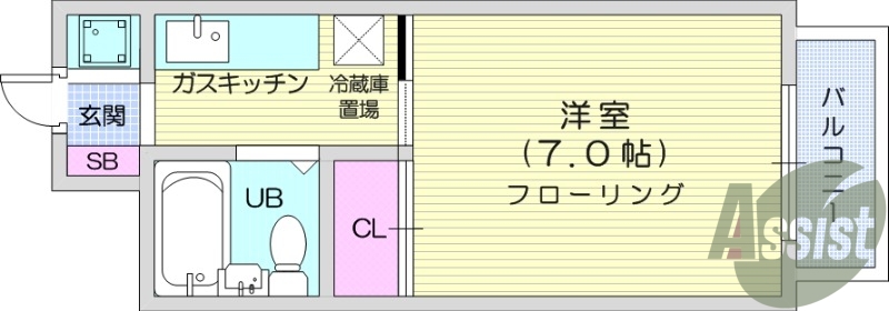写真は別室です。1K、バストイレ同室、フローリング、収納