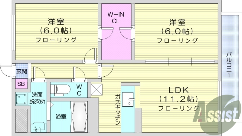 2ＬＤＫ、オートロック、角部屋、シャンプードレッサー