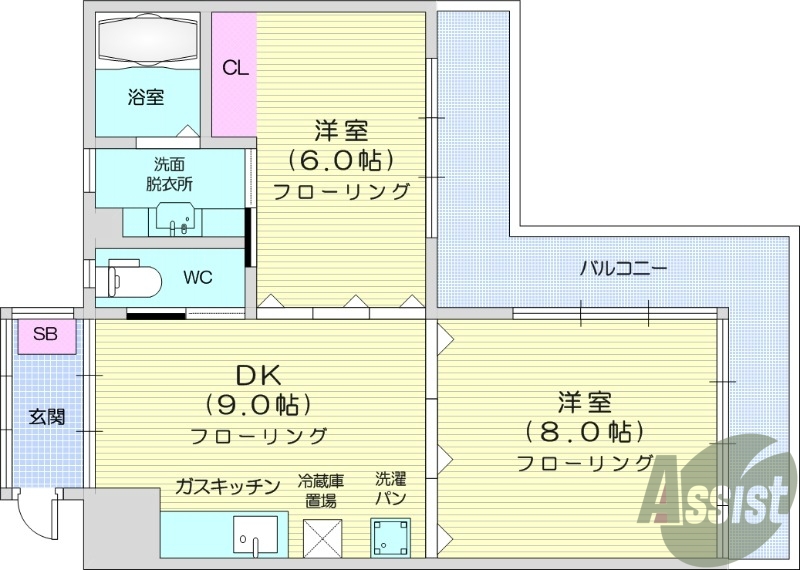 2DK、都市ガス、追焚機能、ペット可物件