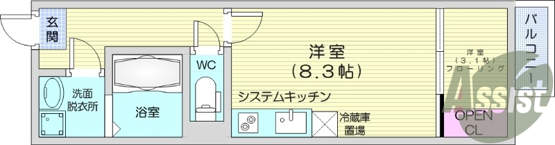 1LDK、浴室乾燥機、追い焚き、バス・トイレ別、ネット無料