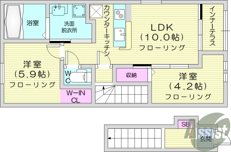 2LDK、ペット可物件、IHクッキングヒーター付き