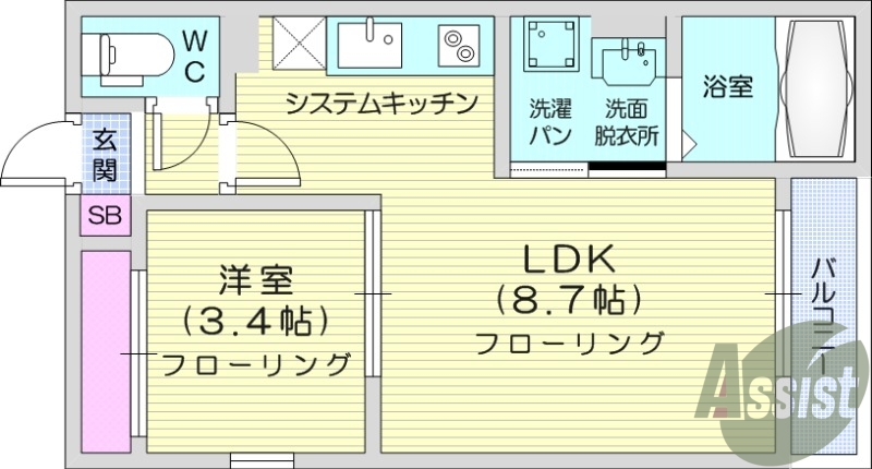 1LDK、ネット無料、オートロック、IH。