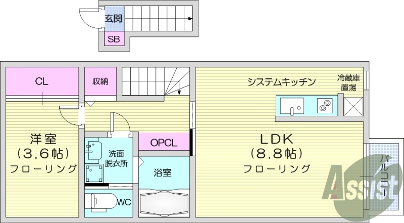 1LDK、ペット可、浴室乾燥機付き、ネット無料