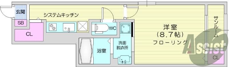 1K、インターネット無料、IHクッキングヒーター。