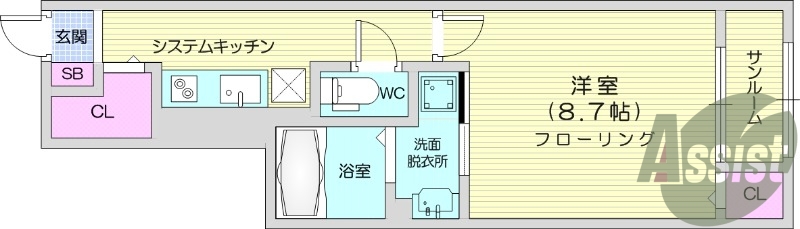 1K、インターネット無料、IHクッキングヒーター。