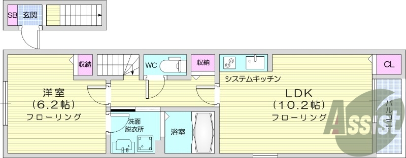 1LDK、インターネット無料、IHクッキングヒーター。