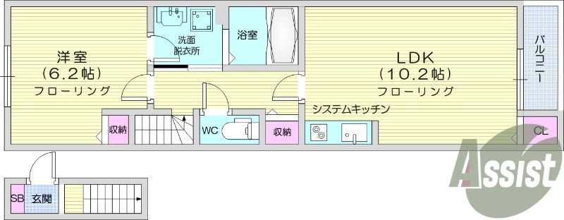 1LDK、インターネット無料、IHクッキングヒーター。
