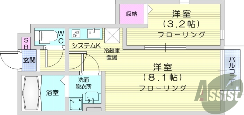 1LDK、IH、浴室乾燥、追炊き、ネット無料、独立洗面台