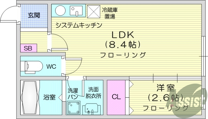 1LDK、追い焚き機能、インターネット無料
