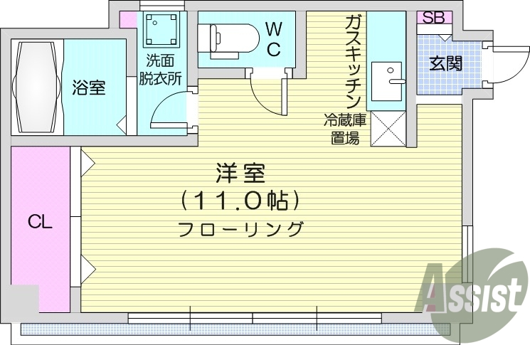 写真は別室です。1R、バストイレ別、ガスキッチン、脱衣所