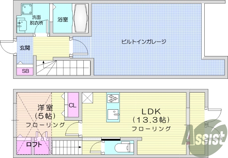１LDK、ペット相談、ビルトインガレージ
