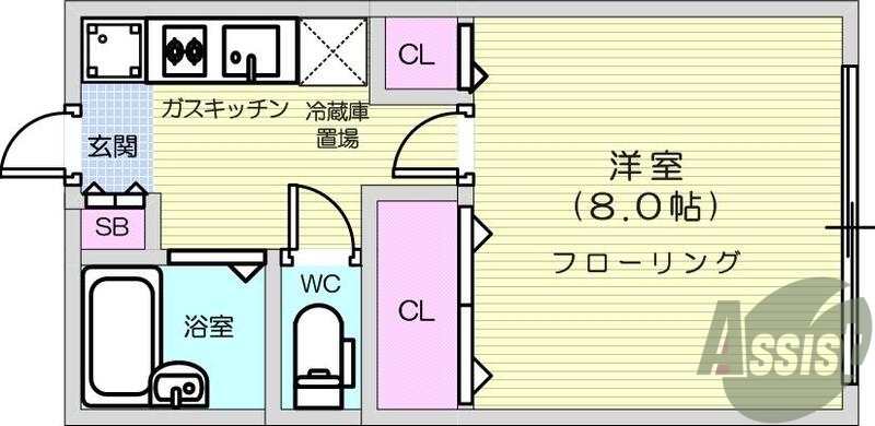 1Ｋ、バス・トイレ別、浴室乾燥、光ファイバー