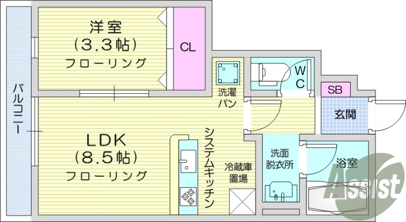 1LDK、ネット無料、浴室乾燥、IH、独立洗面台、追い焚き