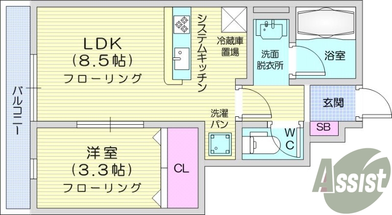 1LDK、ネット無料、浴室乾燥、IH、独立洗面台、追い焚き