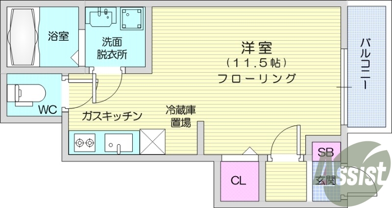 1R、インターネット無料、浴室乾燥機、エアコン。