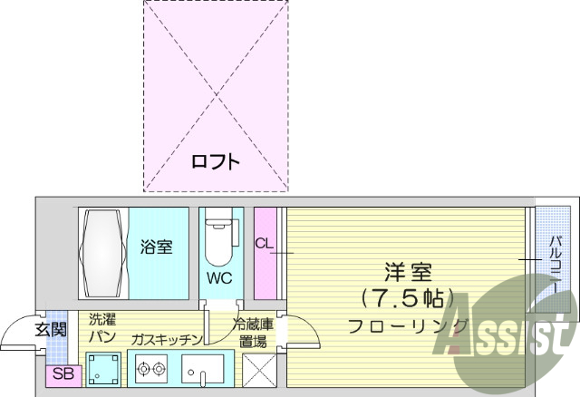 写真は別室です。１K、南向き、モニター付きインターホン