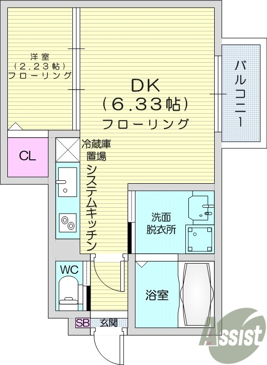 1DK、システムキッチン、バス・トイレ別、インターネット無料