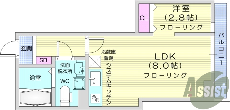 1LDK、インターネット無料、宅配ボックス