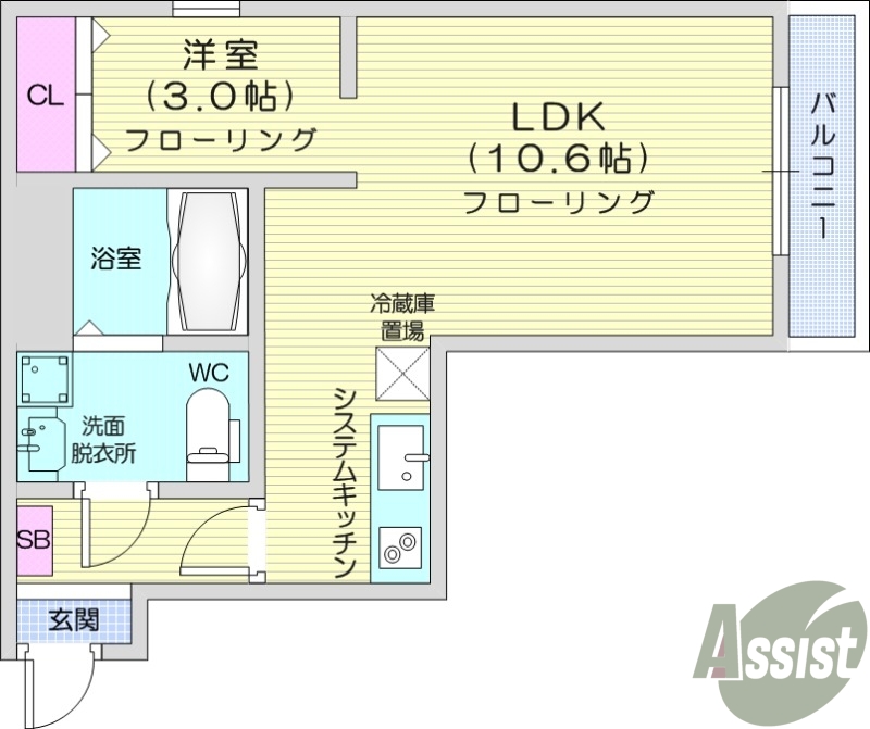 1LDK、インターネット無料、宅配ボックス
