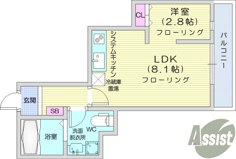 1LDK、インターネット無料、宅配ボックス
