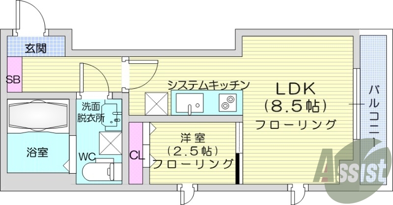 1LDK、インターネット無料、宅配ボックス