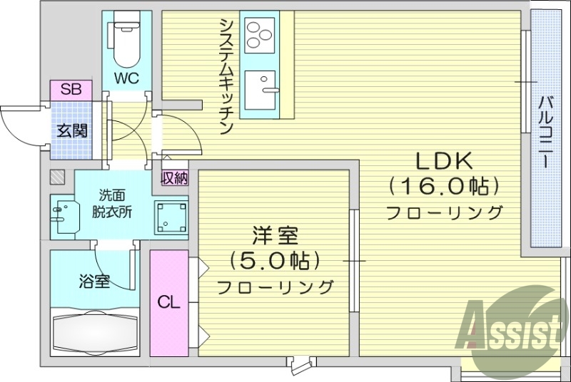 1LDK、エアコン、ネット無料、IHコンロ、オートロック