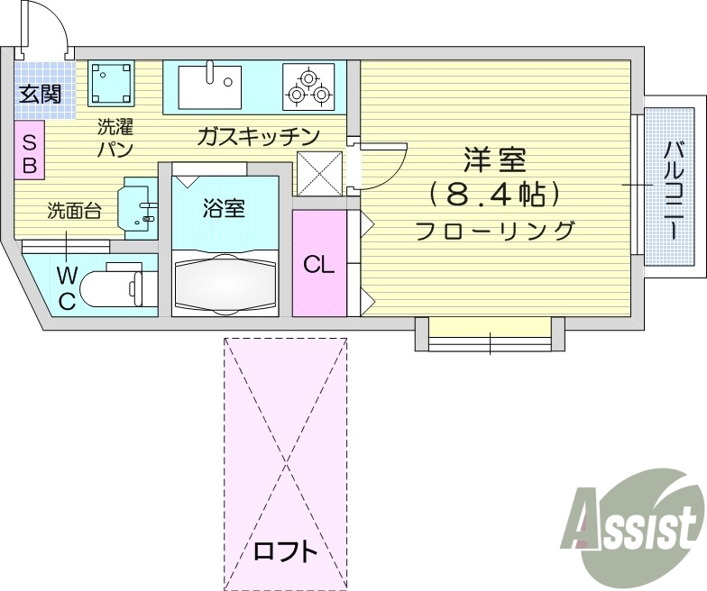 1K、独立洗面台、モニター付きインターホン、エアコン