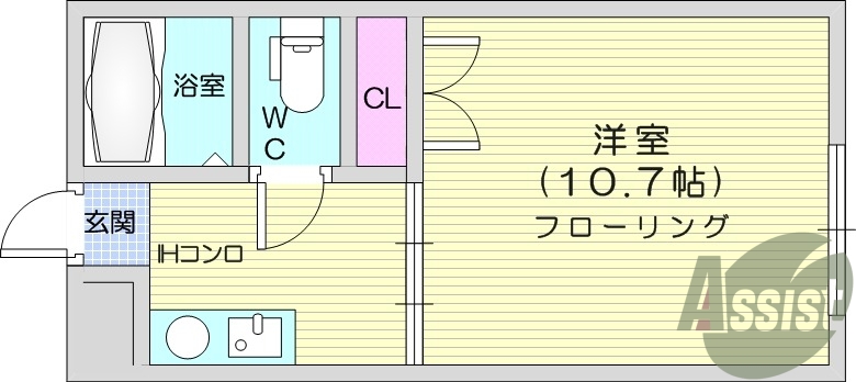1K、IHクッキングヒーター、洋室乾燥機、エアコン