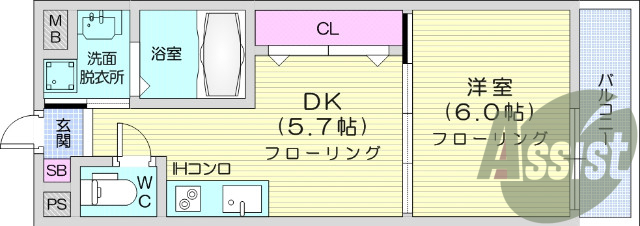 陽当たり良好の１DK、追い焚き、モニター付きインターホン